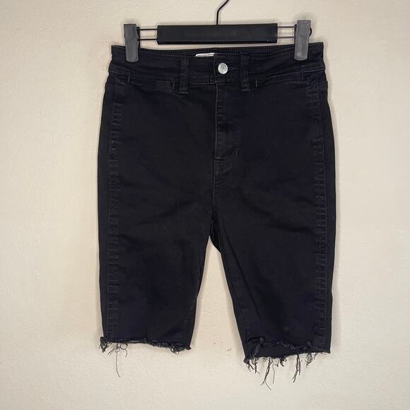 Free People Black 9” Bermuda Shorts Cutoff Hem Women’s - Size 26 - Picture 1 of 4